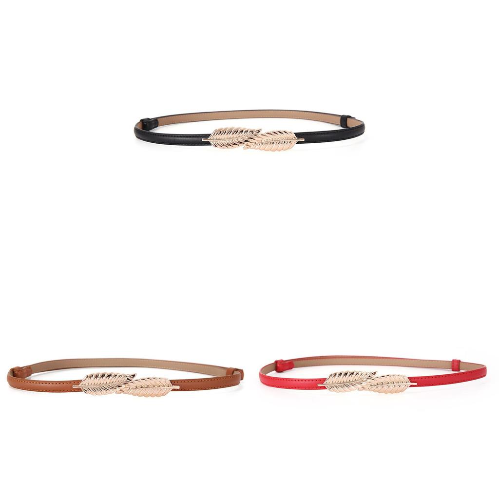 Leather Adjustable Belt For Dresses With Leaf Buckle And Smooth Closure For Womens Fashion