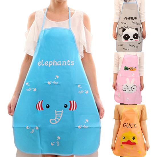 Zástěra bez rukávů Prodloužený popruh Halter Design Kreslený potisk Kuchyňská zástěra pro restauraci