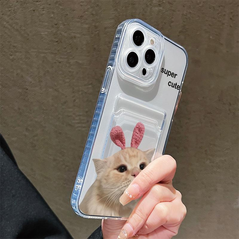 Card Slot Holder Silicone Wallet Pocket Case For Xiaomi 14T 13T 11T Redmi 15 14 12C 13C iPhone 17 16 15 Samsung A15 A25 A35 Cover Clear Phone Bumper