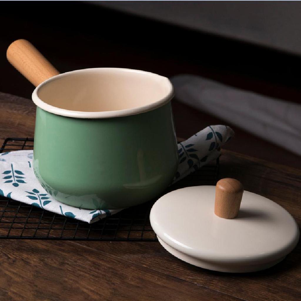 Buy 1.5L Kitchen Enamel Sauce Pan Gravy Milk Cooking Saucepan at