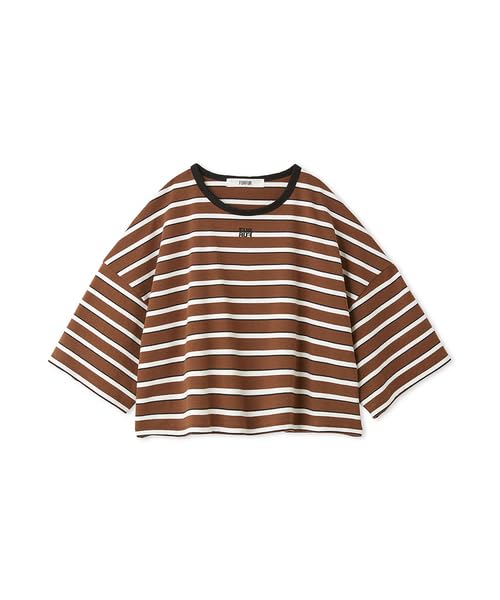 Furfur Cropped RWCT251104 BRW Women's Multi-Border T-Shirt