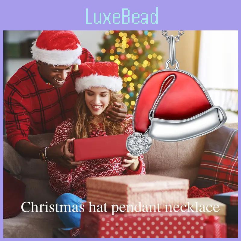 Christmas Hat Pendant Necklace With Rhinestones For Holiday Festivities And Gift Giving