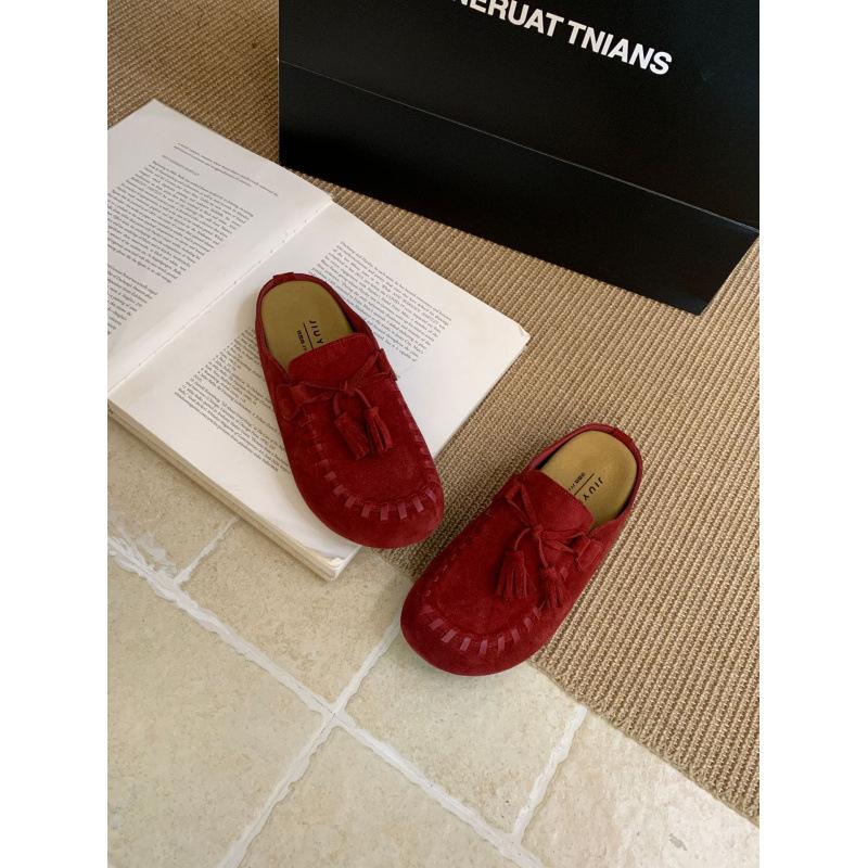 Platform shoes women's autumn 2025 new retro versatile Boken shoes one pedal bag head half slippers