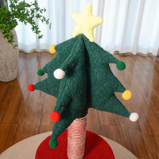 Christmas Tree Cat Tower 2-in-1 Scratching Post Cozy Cave Bed Space-Saving Cat Furniture for Small Cats