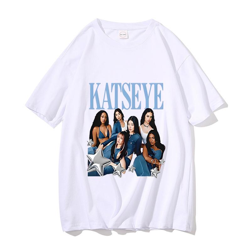 Katseye Graphic Short Sleeve T Shirt Kpop EYEKONS Fan Merch For Women Y2K Oversized Streetwear Summer Casual Top Tee