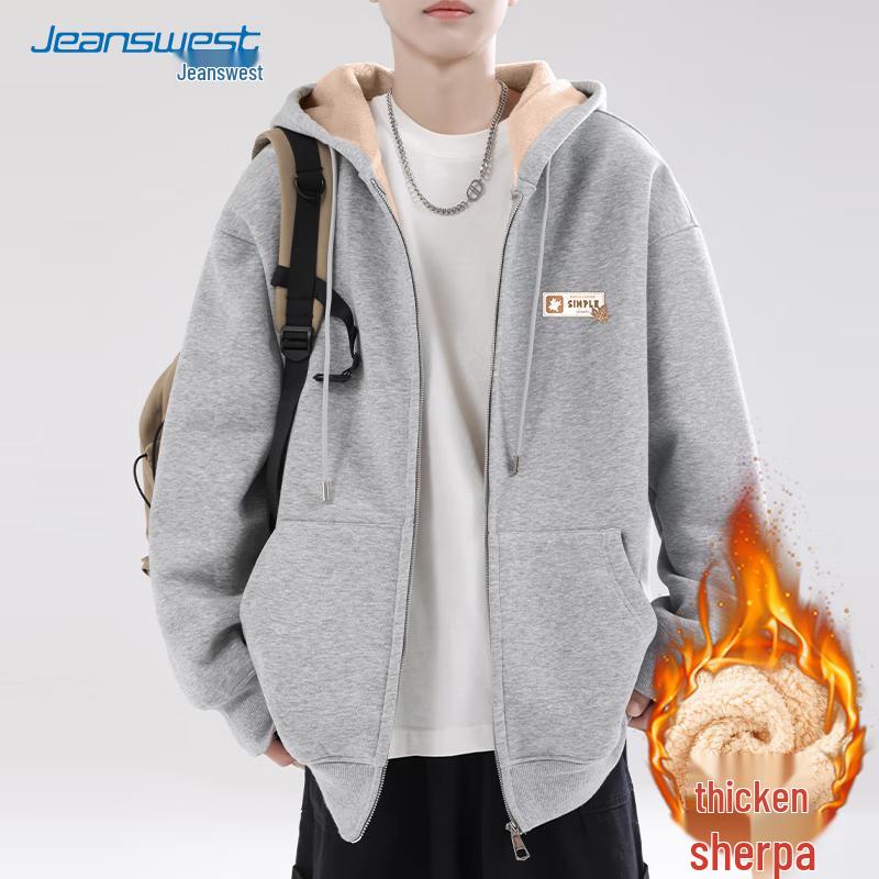 Jeanswest Herren Lammfleece gefütterter Zip-Hoodie