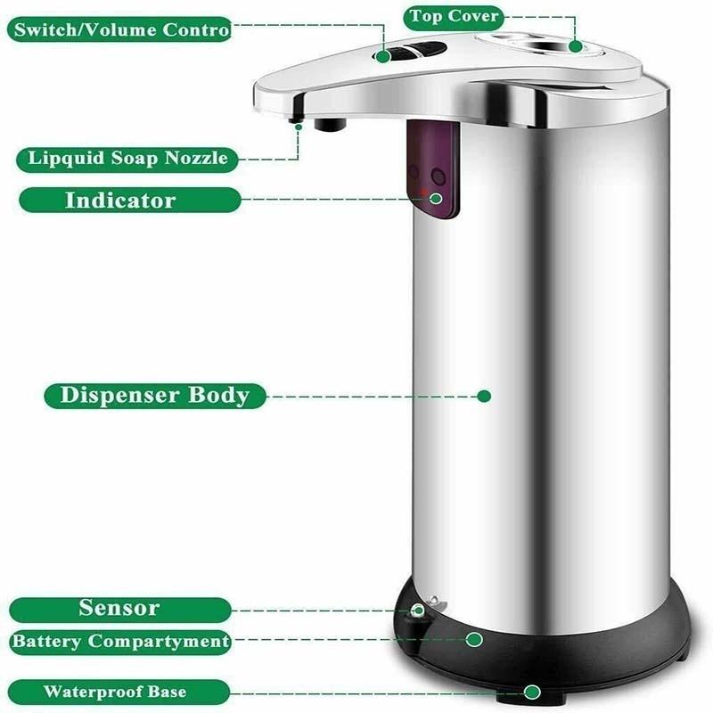 Stainless Steel Household Office  Handsfree Automatic IR Sensor Touchless Soap Liquid Dispenser