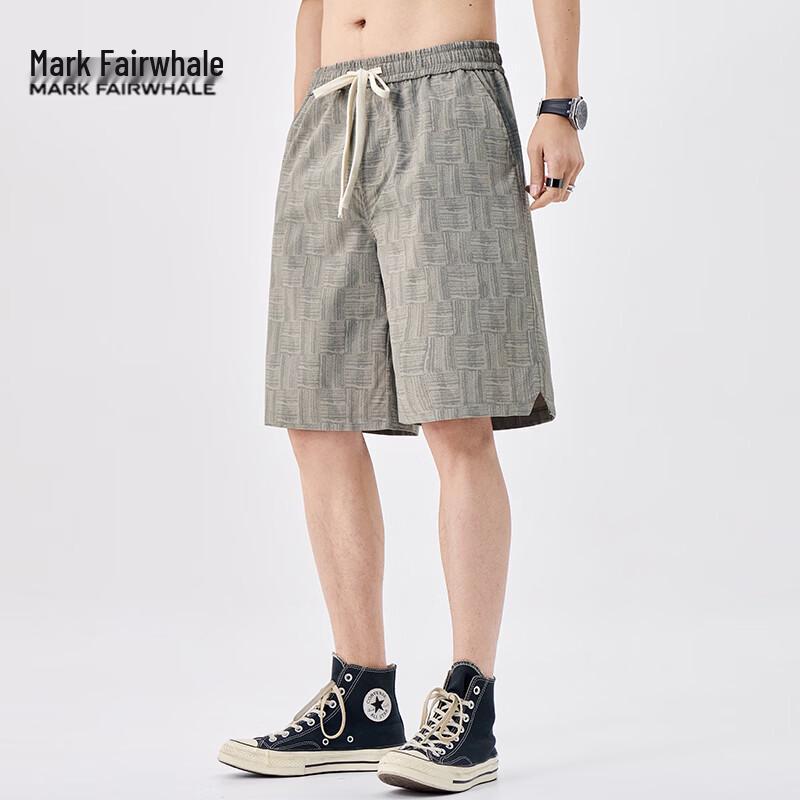 MARK FAIRWHALE Men s Ice Silk Jacquard Casual Shorts 2XL
