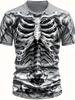 Skeleton Printed Unisex's T-shirt Fun Short Sleeved Tshirt Casual Tees Skull Pattern Unisex's Clothing Oversized Top Round Neck Tshirt
