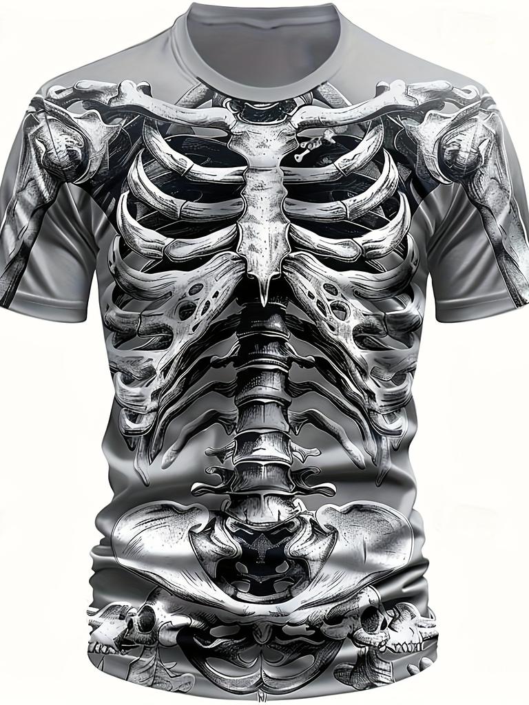 Skeleton Printed Unisex's T-shirt Fun Short Sleeved Tshirt Casual Tees Skull Pattern Unisex's Clothing Oversized Top Round Neck Tshirt