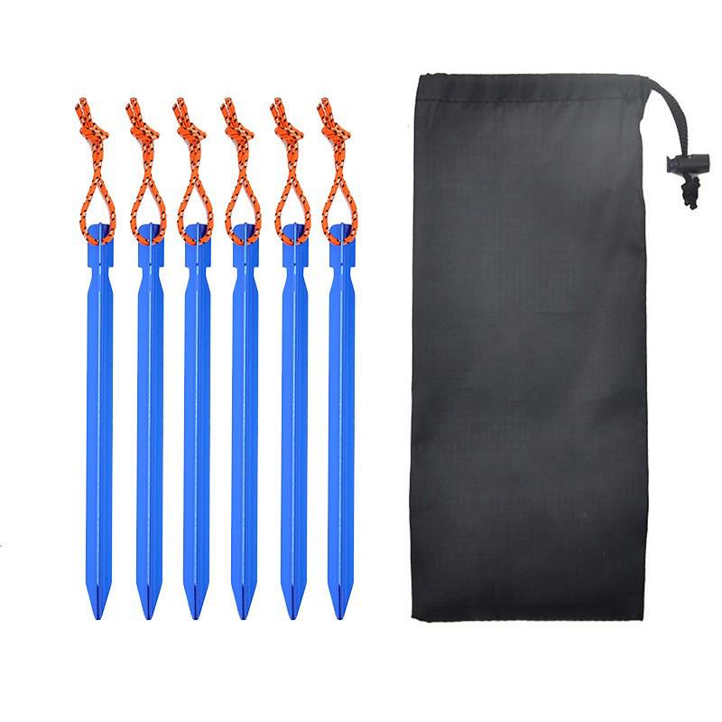 Ultra-light Aluminum Camping Tarp Set: Tent Stakes, Windproof Rope & Buckles, 18cm Triangular Ground Stakes