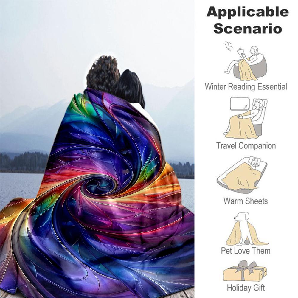 1PC Swirl ColorsOutdoor Flannel Blanket - Soft Plush Decor for Picnics, camping, Bedroom, Playroom, Office, or Lunch Break 1327A