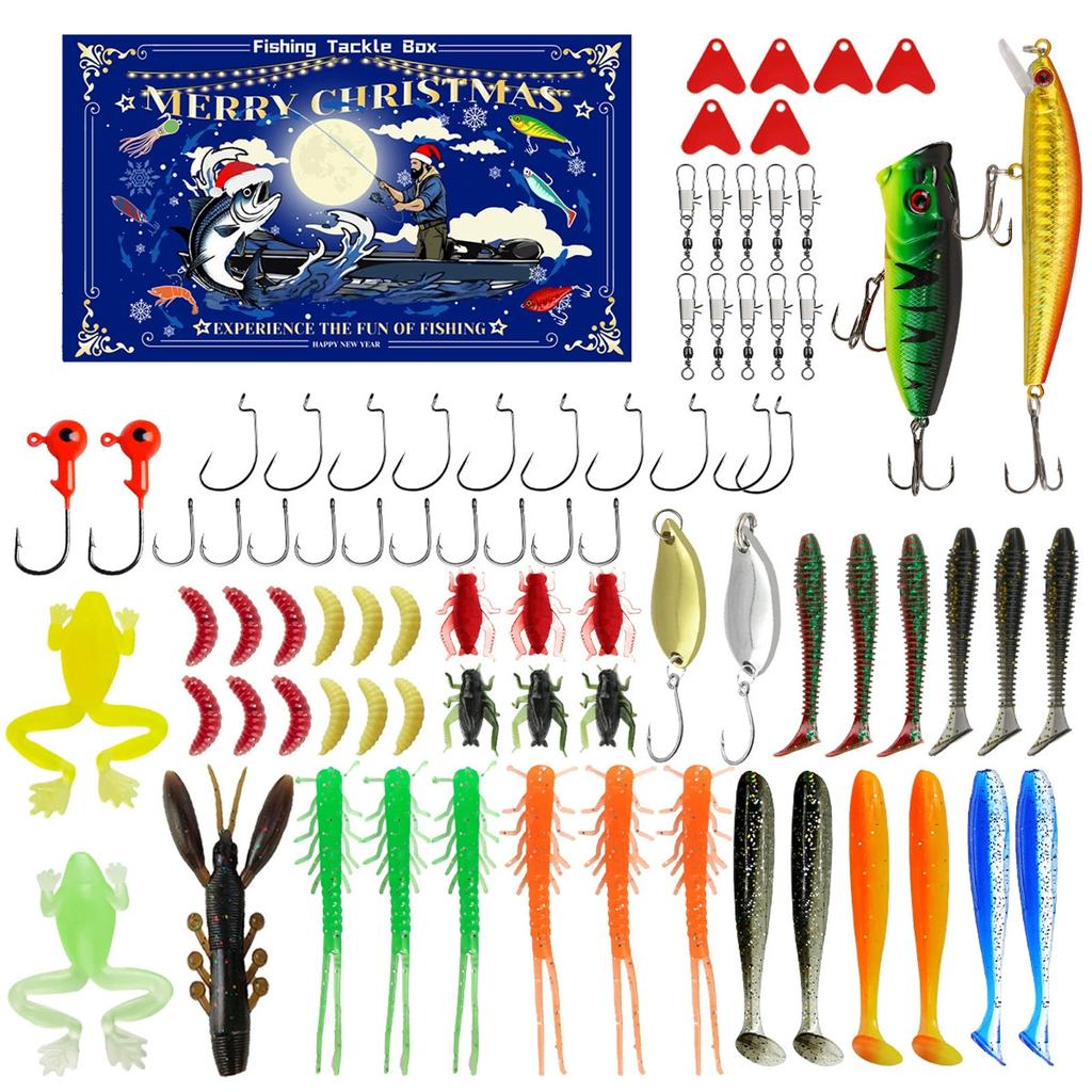 Fishing Kit for Largemouth, Smallmouth and Trout - Tackle Set with Spinnerbaits, Crankbaits, Soft Plastic for