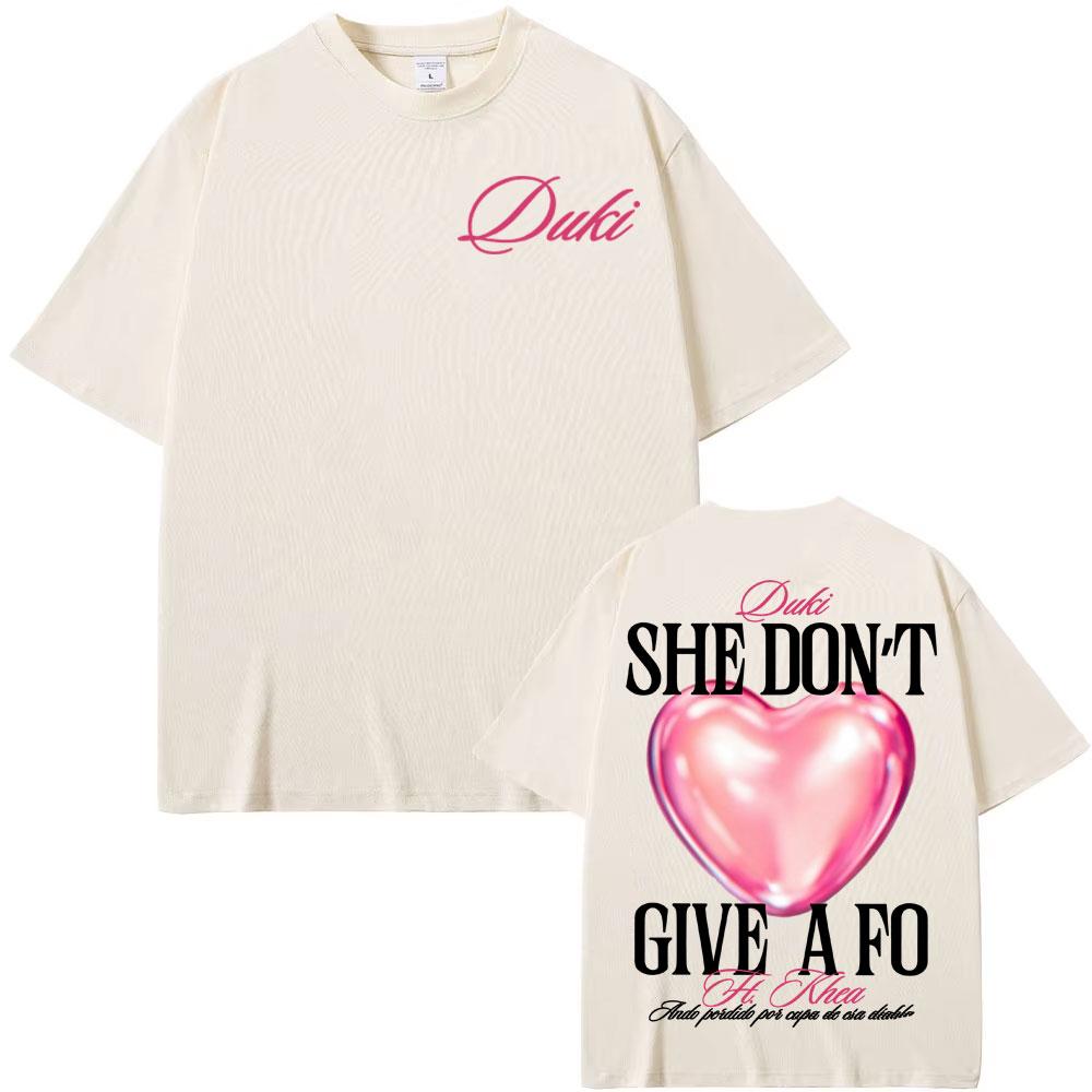 

Футболка с надписью Rapper Duki She Don t Give A Fo (Мужская и женская одежда, модные и эстетичные футболки, высокое качество, свободный крой, оверсайз). 4XL