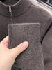 Hengyuanxiang Men's 100% Pure Wool Half-Zip Crew Neck Sweater - 2025 Autumn/Winter Warm Knitwear