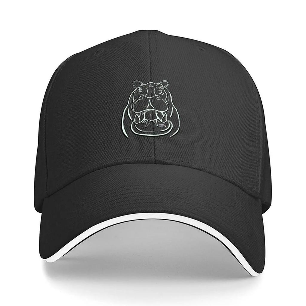 Outline Hippo Head Baseball Cap Golf Hat Sunscreen Beach Hat Tactical Cap Baseball Unisex Women's