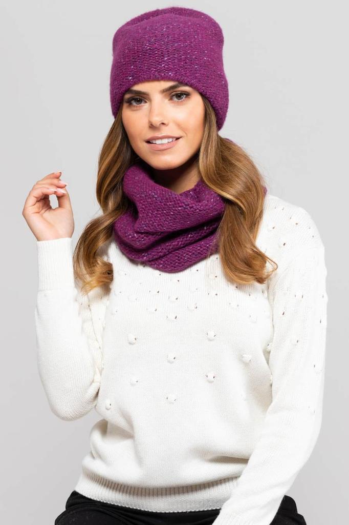 Badalona-Women' Set: Hat + Scarf, Cotton, Fuchsia Color