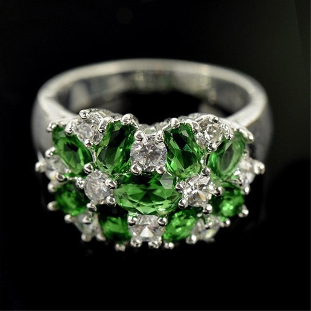 Anillo de Flor Floreciente de Circonita de Colores – Banda Creativa Europea y Americana Pavimentada con Diamantes