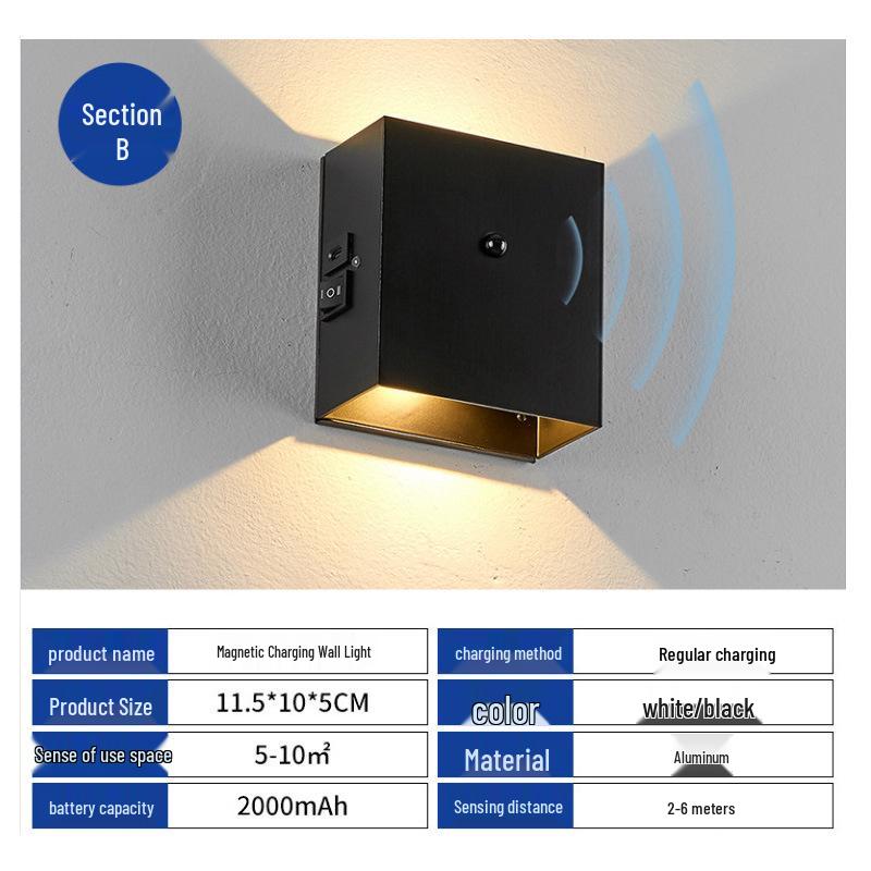 USB Rechargeable Aluminum LED Wall Lamp: Minimalist Design for Bedroom & Hotel, Punch-Free Installation
