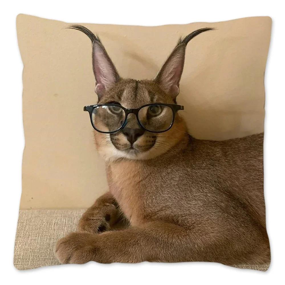 Capa de Almofada Meme Fofo Floppa 40x40 Decoração de Casa Dakimakura Engraçada Gato Caracal Capa de Almofada para Sala de Estar Housse De Coussin