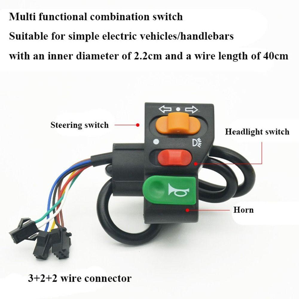 

Черный Трехколесный Велосипед Кнопка Звукового Сигнала Пластиковый Переключатель Указателей Поворота Аксессуары для Электромобилей 3in1 Switch