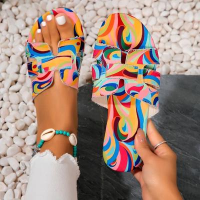 Fashion 2024 Summer Slippers for Women Outdoor Flats New Colorful Slippers Women Sandals Slip On Shoes