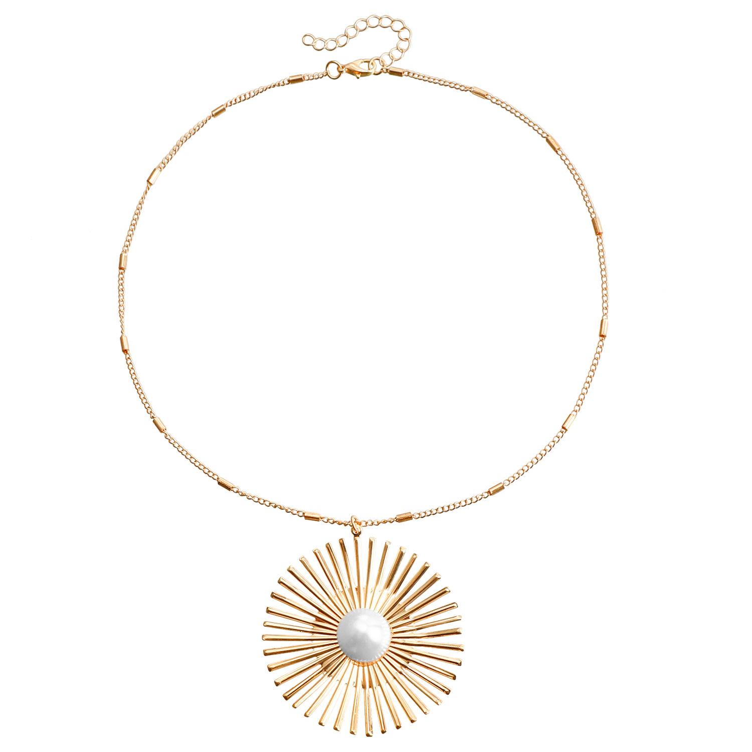 Fashion imitation pearl earrings, metal hollow flower necklace, catwalk temperament earrings