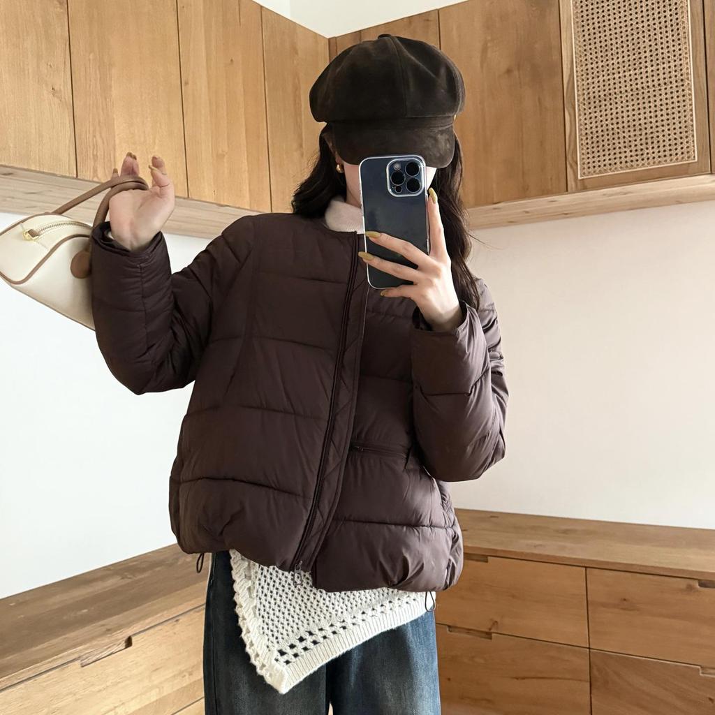 Autunno Inverno Ispessito Caldo Parka Donna Casual Carino Tinta Unita Tasca Grande Giacche Larghe Capispalla