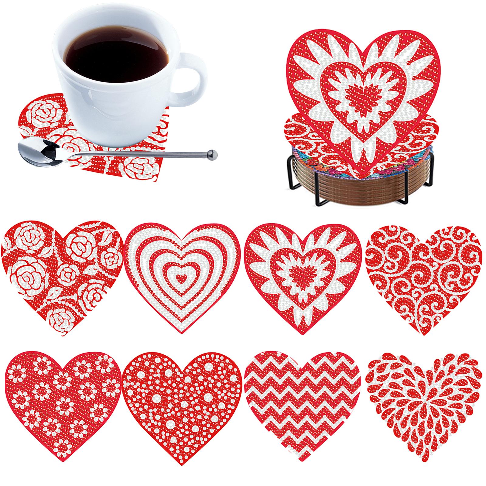 

Wooden DIY Diamond Painting Coasters Kits with Holder Coaster Diamond Art Kits No-Slip for Beginners Adults Home Decor Gifts