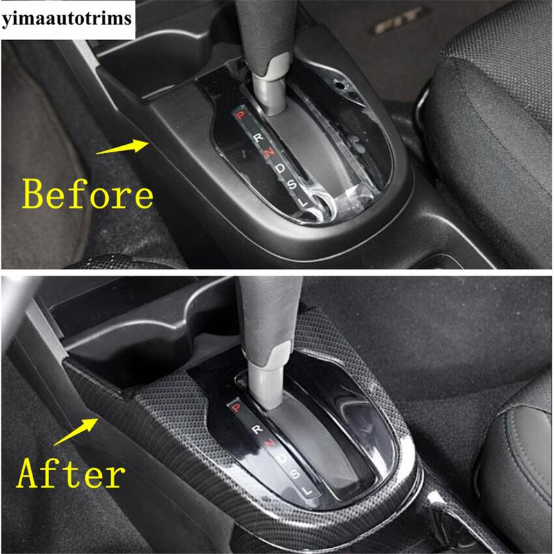Carbon Fiber Dashboard Frame / Door Speaker / Gear Shift Panel / Window Lift Cover Trim Accessories For Honda FIT JAZZ 2014-