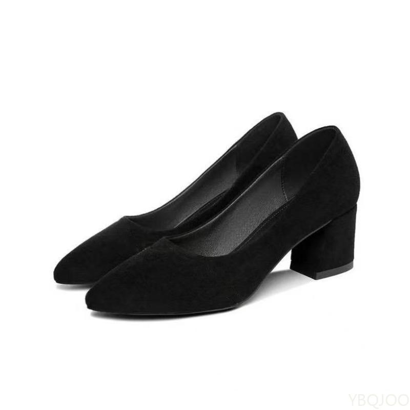 Damen grobe Pumps Schuhe Französisch schwarz Arbeitsplatzschuh Spitz zulaufend sexy High Heels Mode vielseitig Damenschuhe Mujer Schuhe