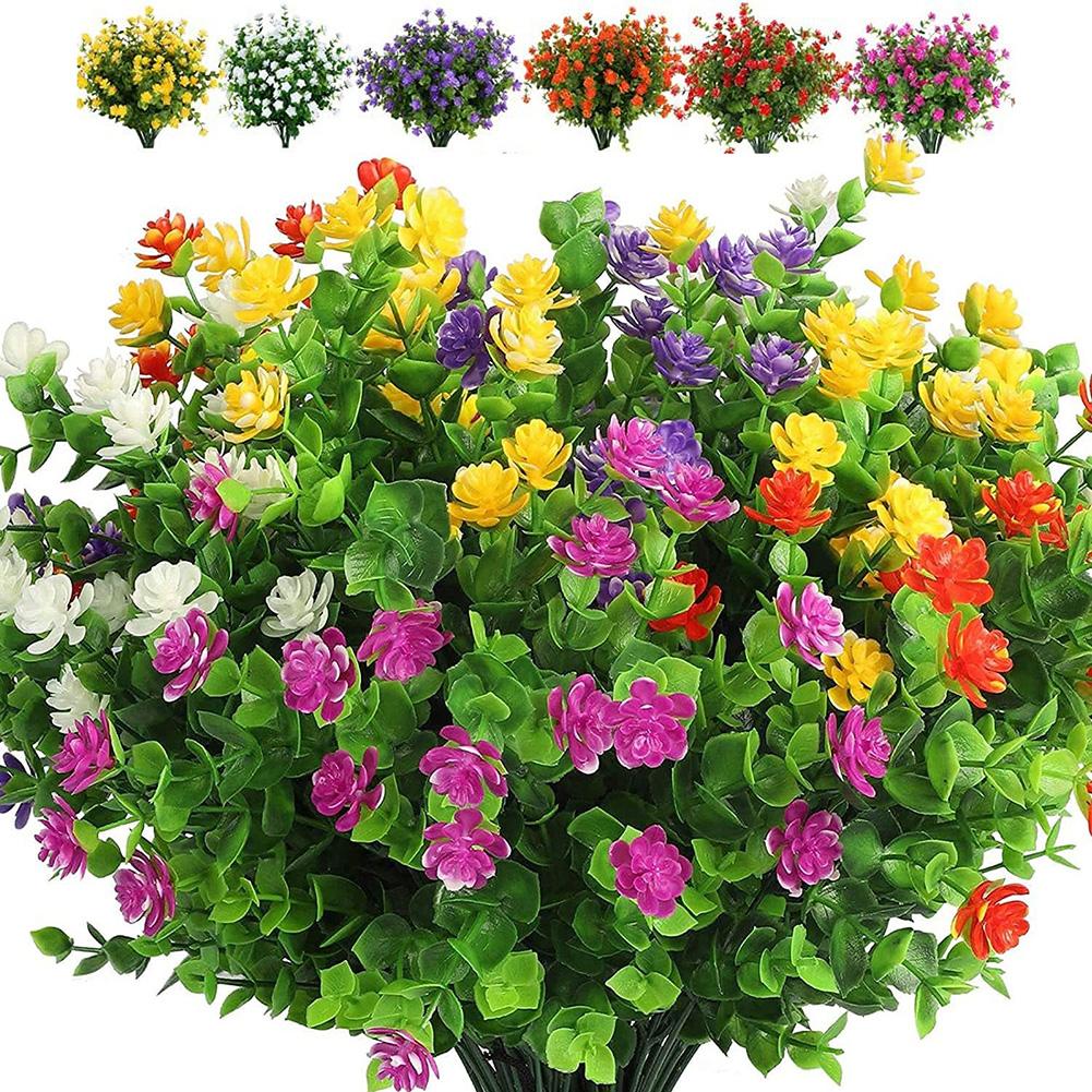 

Faux Plants Artificial Flowers Garden Setting As Shown 12 Bundles Lifelike Aesthetic Low Maintenance Odorless Plastic For Home