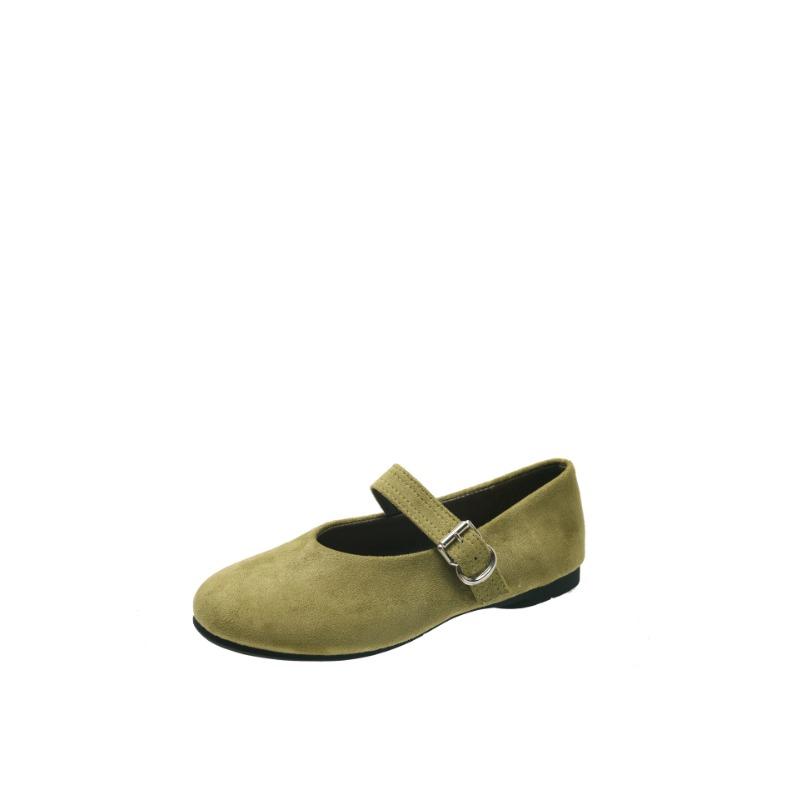 Retro shallow mouth one-word buckle Mary Jane shoes women's new skirt flat-soled Doudou shoes