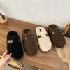 Luxury Furry Lambswool Slippers Woman Cover Toe Mules Shoes Winter Slip On Sliders House Pantuflas Mujer Curly Wool Fur Loafers