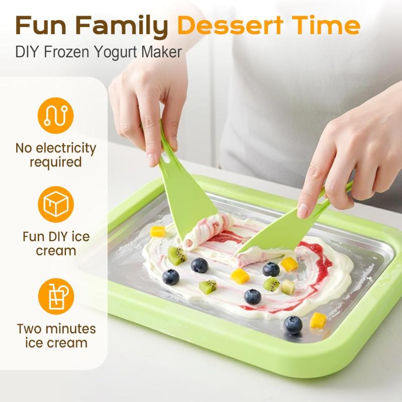 Rolled Ice Cream Maker Kit, 2026 New At-Home Rolled Ice Cream Maker Kit Instant Freeze Plate with 2 Scrapers Stainless Steel Frozen Dessert Maker