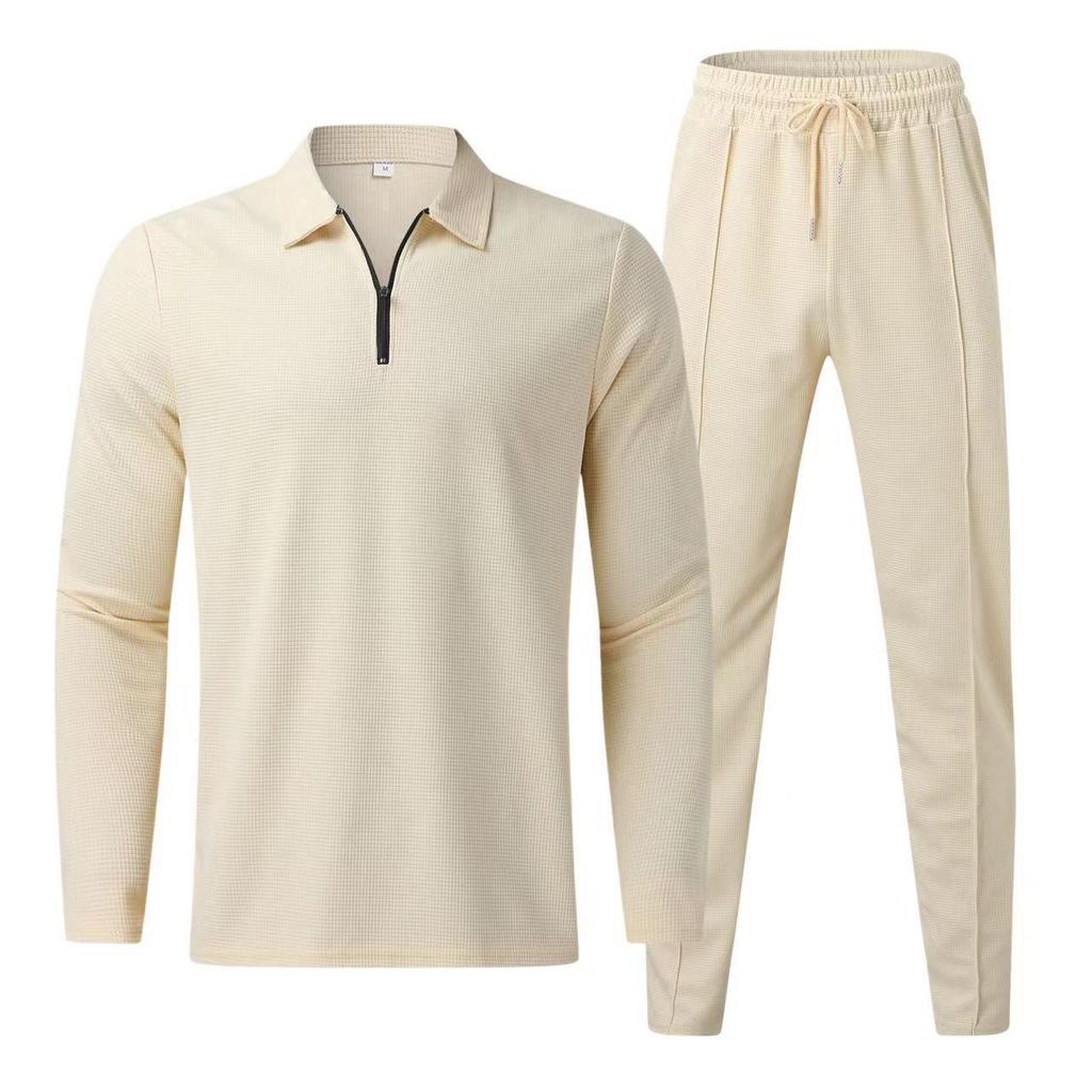 Men's European and American Summer Long Sleeve Two-Piece Set: Sport Leisure Suit with Long Pants
