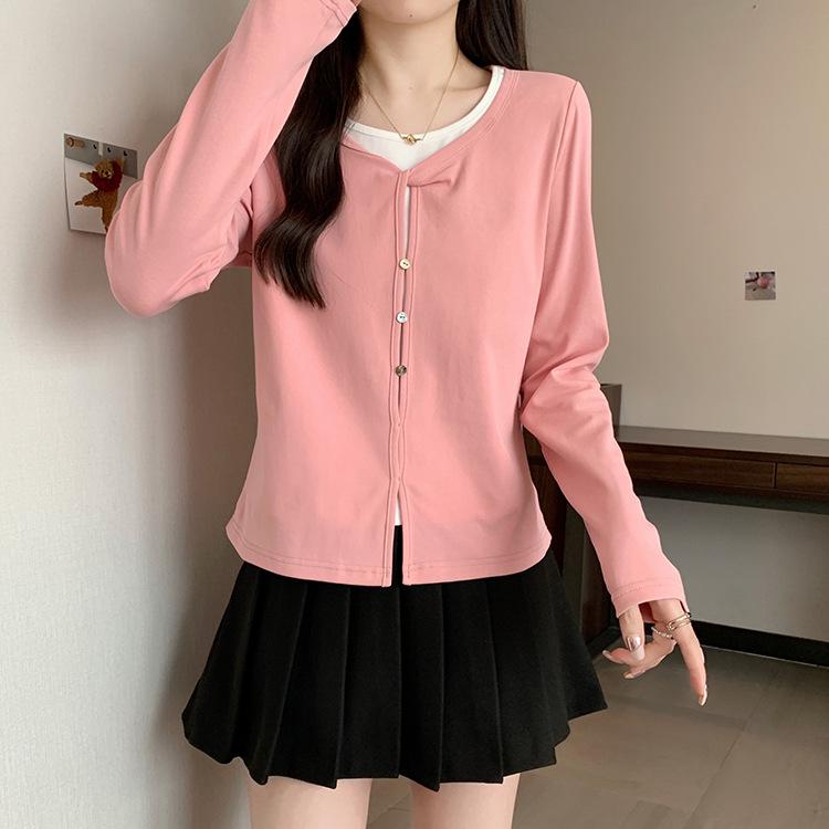 New Plus Size Women s Versatile Color Block Long Sleeve Top L
