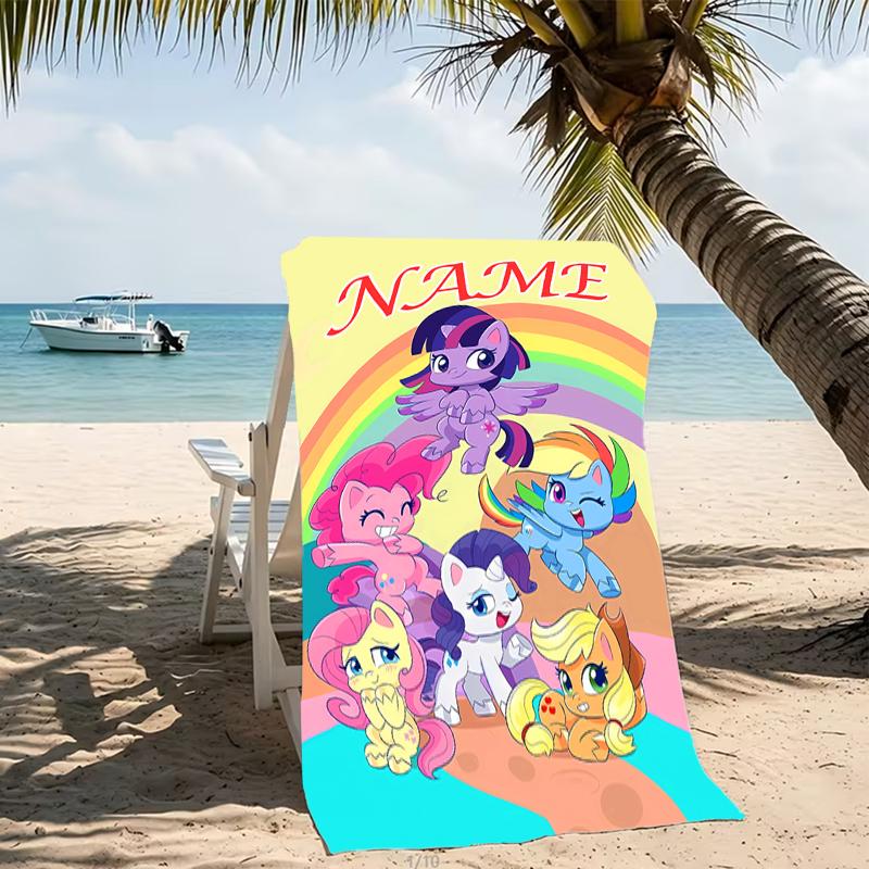 Customizable personalized beach towels My Little Pony themed designs.Suitable for the beach, yoga, sports;ideal as beach accessories