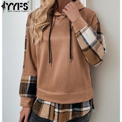 Damenmode Lässiger Karodruck Langarm Kapuzenpullover & Sweatshirts