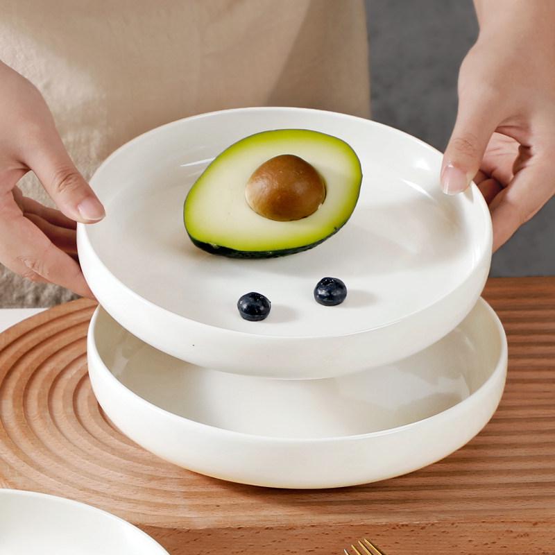 8-Inch Deep White Ceramic Soup Bowl - Large Capacity French Style Dinnerware