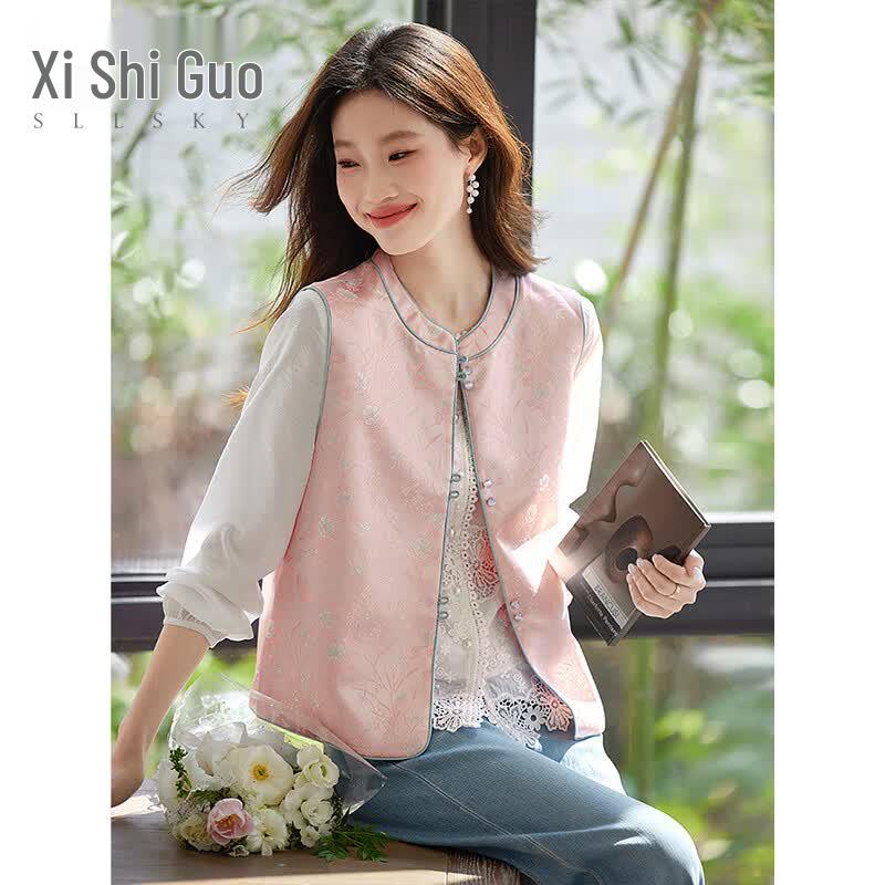 Sllsky New Chinese Style Jacquard Vest M