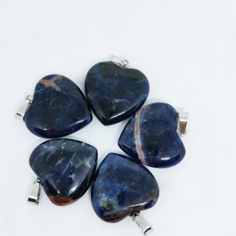 Heart-Shaped Natural Agate Pendant Necklace - 20mm Crystal Stone