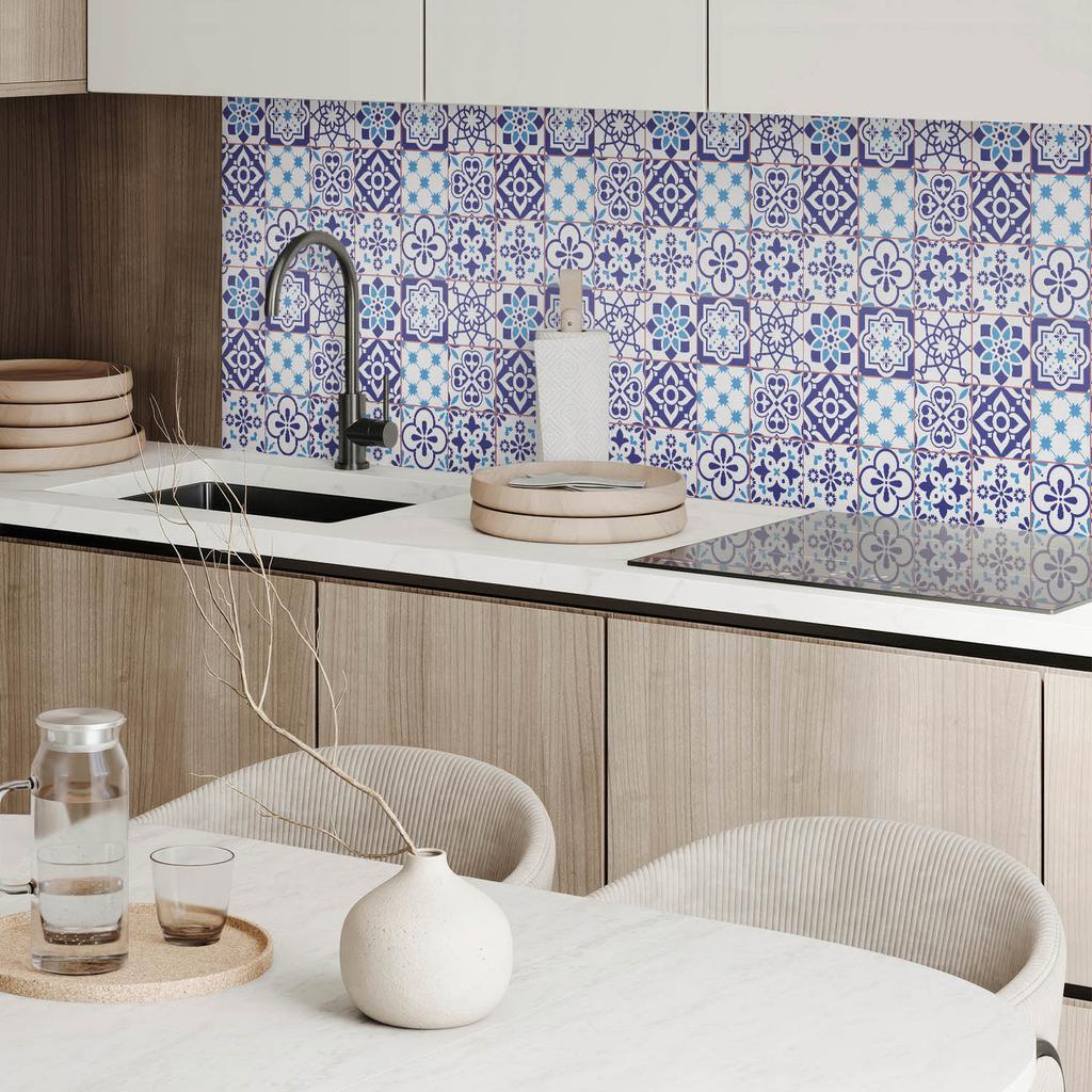 Self-adhesive Graphic Decoration for Office or Study 100x50 cm Mosaic Pattern with Flowers