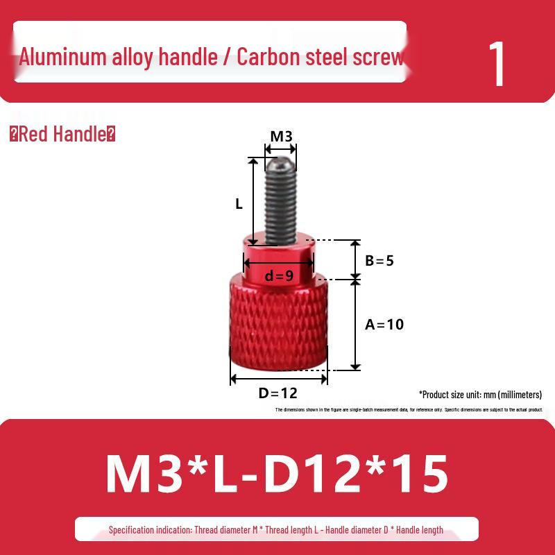 M3M4 Aluminum Alloy Hand-Tightening Flat Head Knurled Adjustment Screw Bolt