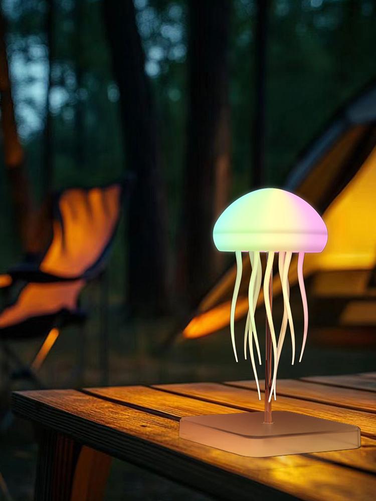 LED Gradient Jelly Fish Light with Base Cute Jellyfish Desk Lamp RGB Jellyfish Dancing Leg Light for Bedrooms Living Room
