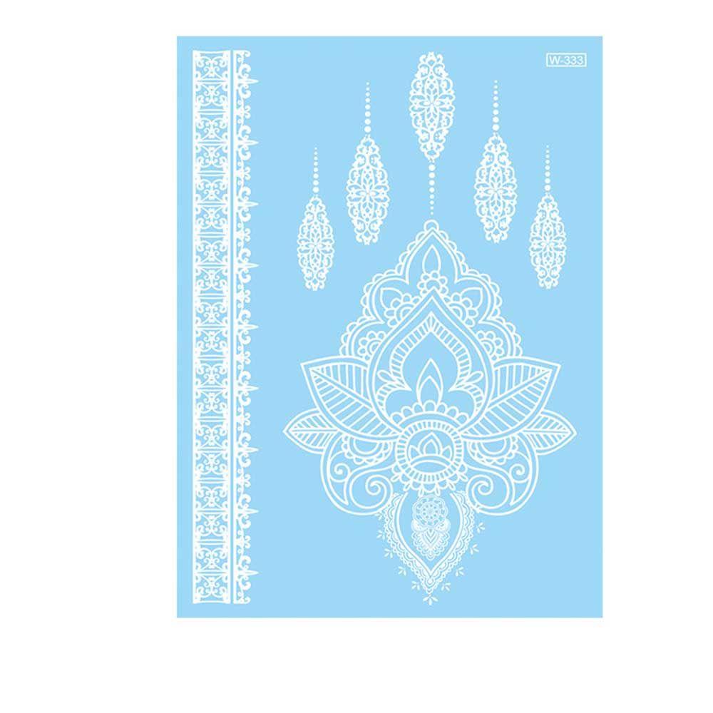 White Lace Arm flower Waterproof Body Art Temporary Tattoos Henna Stickers Tattoo Sticker Simulated