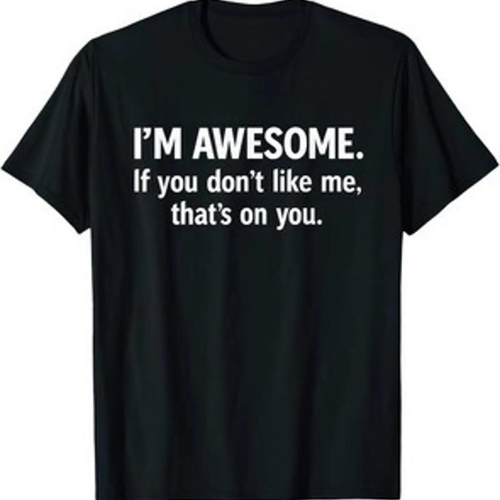 T Shirt Im Awesome Positive Confidence Motivational Bold Statement Grafik Vintage Washed Stretched Graphic Breathable Homme