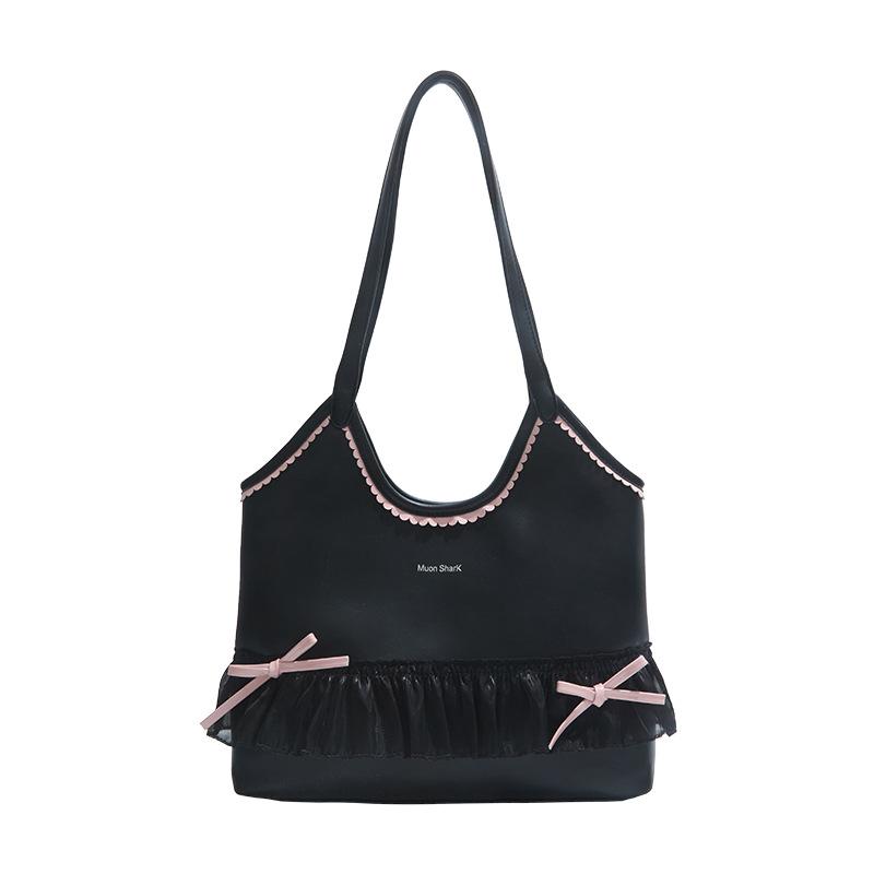 New Large-capacity Tote Bag Women's Casual Versatile Bow Underarm Bag Commuter Lace Shoulder Bag