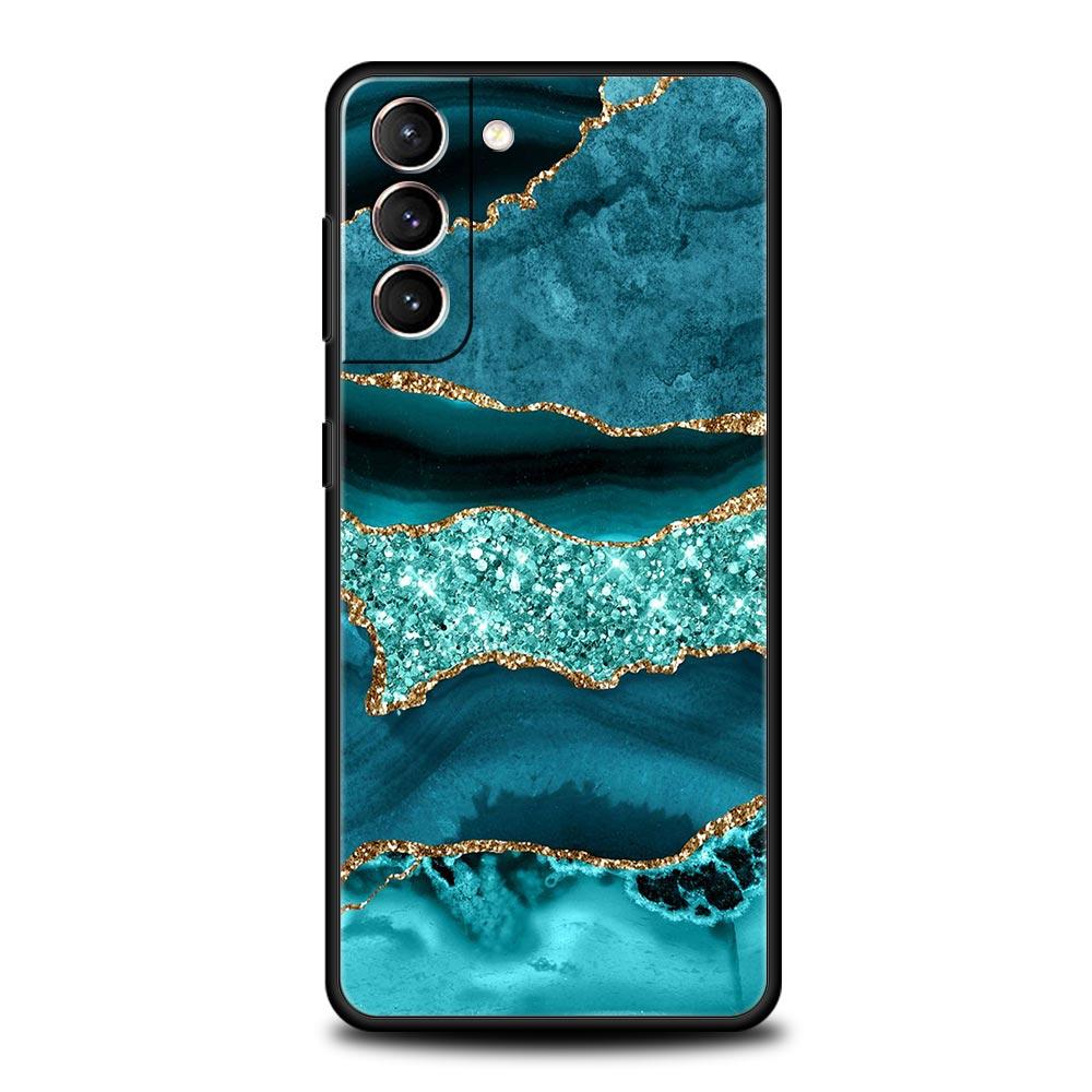 Marble Agate Pattern Phone Case For Samsung Galaxy S22 S21 S20 Ultra FE 5G S10E S10 S9 S24 Plus S23 Cover Silicone