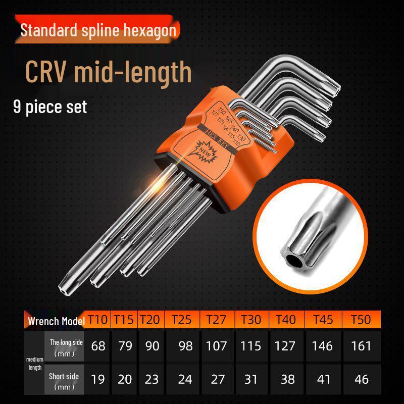 Torx Hex Key Wrench Set - 6-Piece Hexagon Screwdriver Tools